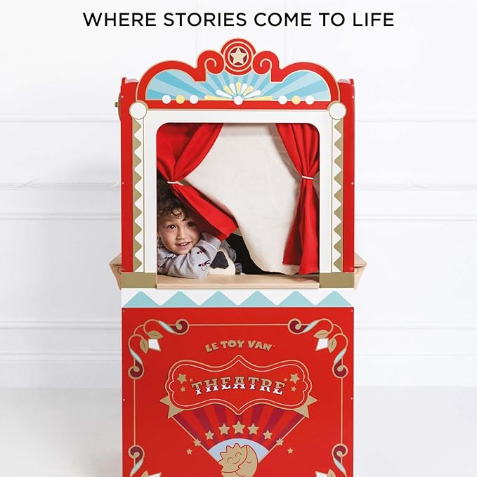Le Toy Van - Wooden Educational Puppet Theatre | Kids Role Play Toy | Great As A Gift - Suitable for 3 Years + (TV333)