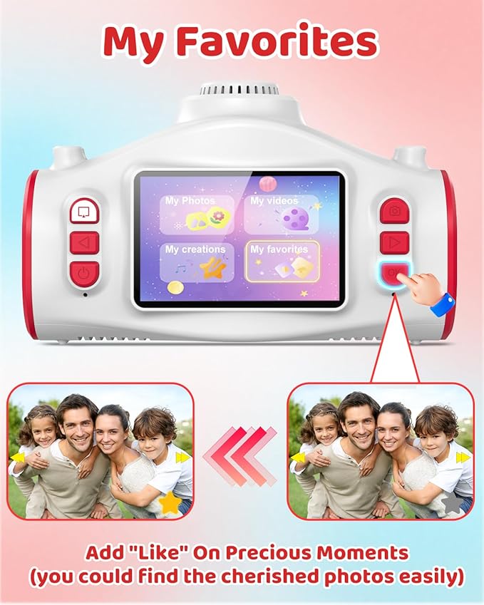 3 in 1 Kids Camera with Projector, 1080P Digital Video Camcorder, 48MP Photo Camera, Portable Toddler Camera Christmas Birthday Travel Gift Toy for Boys Girls Age 3 4 5 6 7 8 9 10 11 12, White
