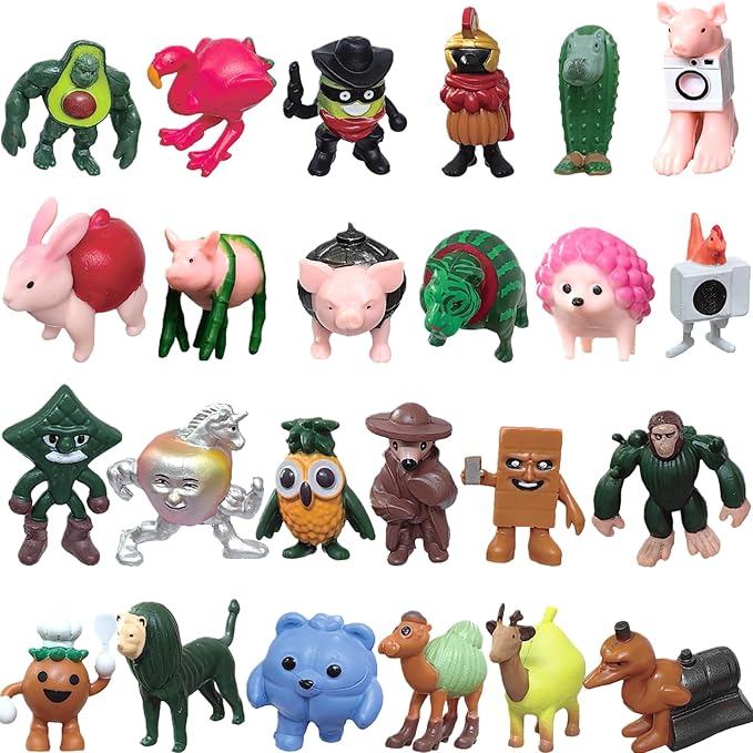Tralalero Tralala Action Figure,Tung Tung Sahur Meme Unique Action Figures Decorations Gifts, Easter Basket fillings 24PCS(Brown)