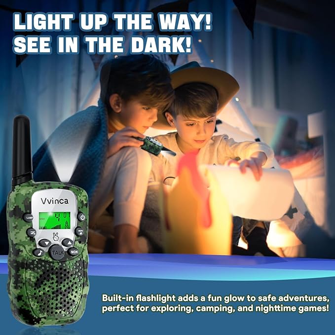 Vvinca Walkie Talkies for Kids 5 Pack - Toys for Boys Girls Age 3-12， Including Dinosaur Walkie Talkies 2 Pack, Rechargeable Walkie Talkie 3 Pack, Kids Toys for Christmas、Birthday Gifts for Toddlers