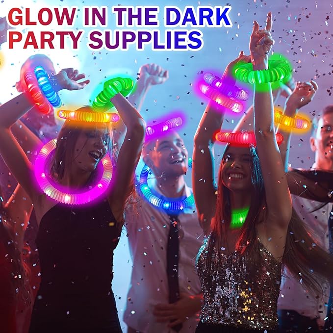 Glow Sticks Goodie Gift Bag Stuffers for Kids 36 PCS,Light up Pop Tube Bracelet Necklace for Toddlers,Glow in the Dark Party Favors Decorations,Easter Basket Essentials Ideas Games Prizes for Boy Girl