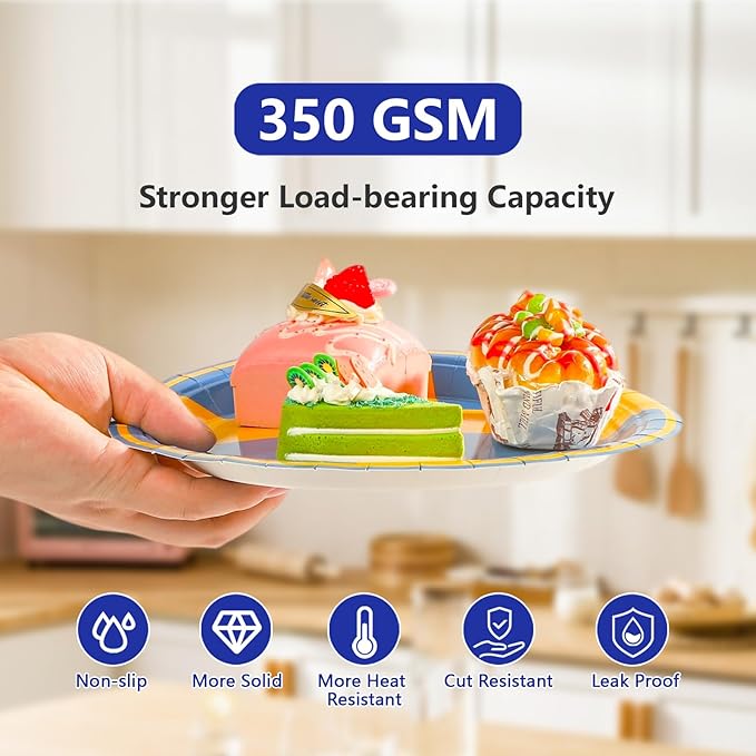 96 Pcs Sweden Flag Themed Party Decorations Disposable Swedish Paper Plates and Napkins Sweden Themed Tableware Set for Country Decoration School Sports Events Party Supplies, Serves 24