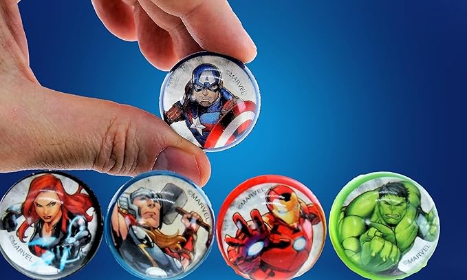 JA-RU Marvel Avengers Bouncy Superballs Super Hi Bounce 1.2" (1 Pack of 5 Balls) Hulk, Thor, Cap America & Friends Fidget Balls Small Toys for Kids Prize Giveaways Gift Birthday Supplies B-6805-1