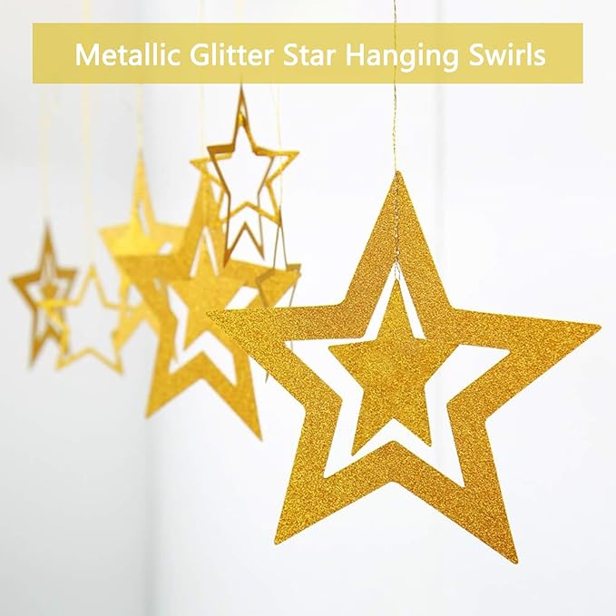 Black Gold Birthday Decorations, Gold Party Decorations Set with Birthday Banner, Black Gold Balloons, Gold Fringe Party Curtains, Hanging Swirls, Cake Toppers for Girls Women Men Kids Birthdays Party