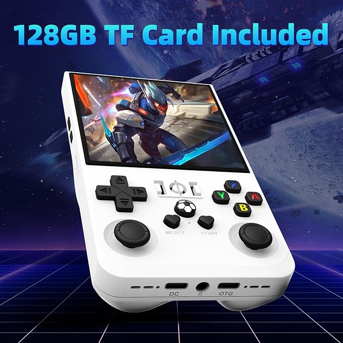 R36MAX Retro Handheld Game Console,128GB Open Source System Support 30+ Emulator Console,4.0 Inch IPS Screen Retro Gaming Console,4000mAh Battery,Portable Video Game Console for Christmas (White)