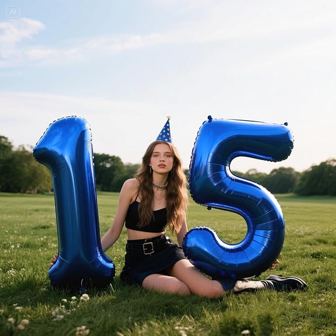 40 Inch Number 5 Balloon Jumbo Dark Blue Digit Foil Balloon for 5 15 25 50 55 2025 Graduation Anniversary Party Supplies 5th Birthday Photo Booth Backdrop for Boys Girls