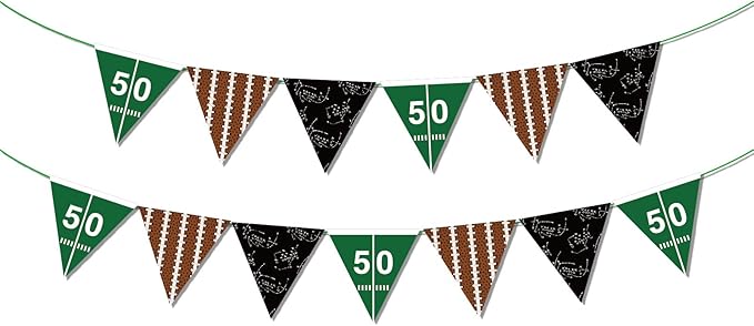 CC HOME Rugby Banner String Flags Decoration Ball Sports Theme Birthday Party Pennant Banner for Shower Party Decorations