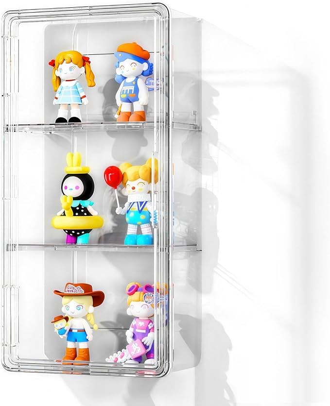 Wall-Mounted Clear Display Case for Figures, Acrylic Storage Organizers Box with Magnetic Door, Wall Dustproof Showcase for Collectibles Action Figure(1, Medium-Narrow)
