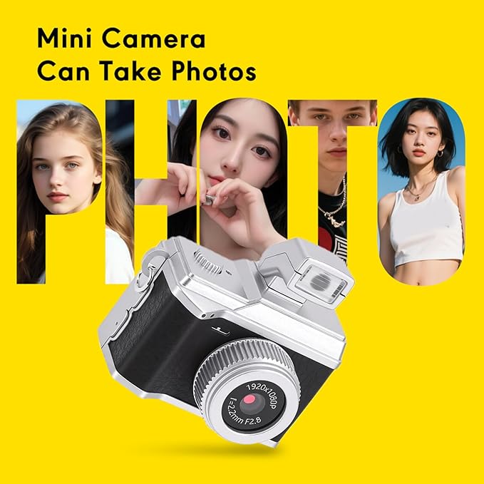 Bewinner Tiny Digital Keychain Camera, 1080P FHD 8MP Thumb Sized Mini Camera with 0.96 Inch Color Screen & 32GB Memory Card, LED Fill Light for Beginners Teens Kids Gifts (Black)