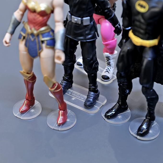 56PCS Action Figure Stand Bases, Assembly Display Holder Accessories, Fit for Most 6inch Figures, Transparent/ Mix Square & Round Shape