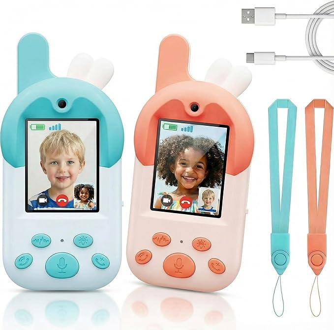Upgraded Video Walkie Talkies for Kids with Micro Chat, Kids Walkie Talkies 2 Pack with Interactive Video & Voice, Rechargeable Outdoor Camping Gift for Boys & Girls Ages 3–10, Long Range