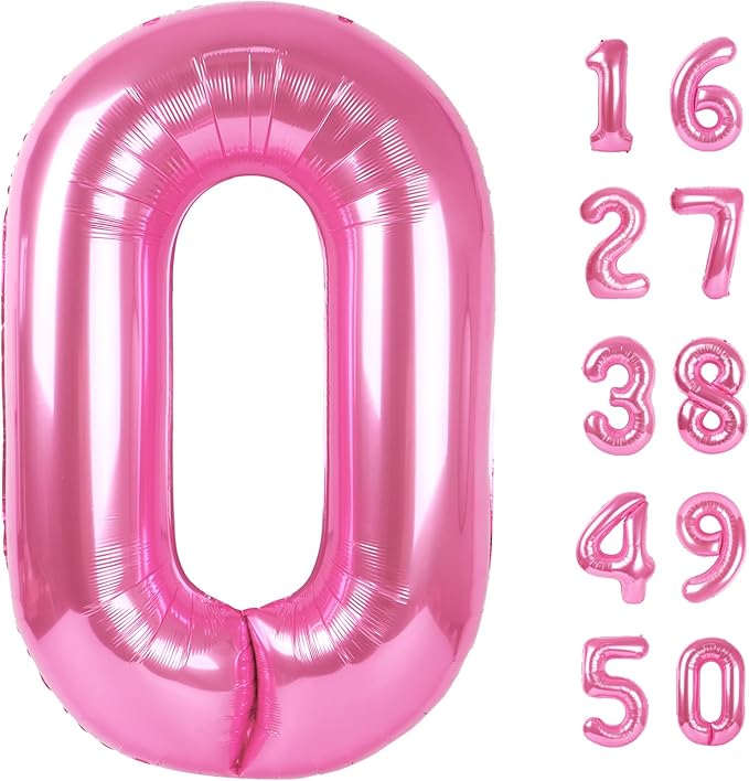 Pink Number 0 Balloon 40 Inch,Jumbo Giant Mylar Pink Number 0,Big Large Foil Helium Number Balloons, Balloons for 10 20 30 100 Birthday Party Decorations Supplies Anniversary Celebration