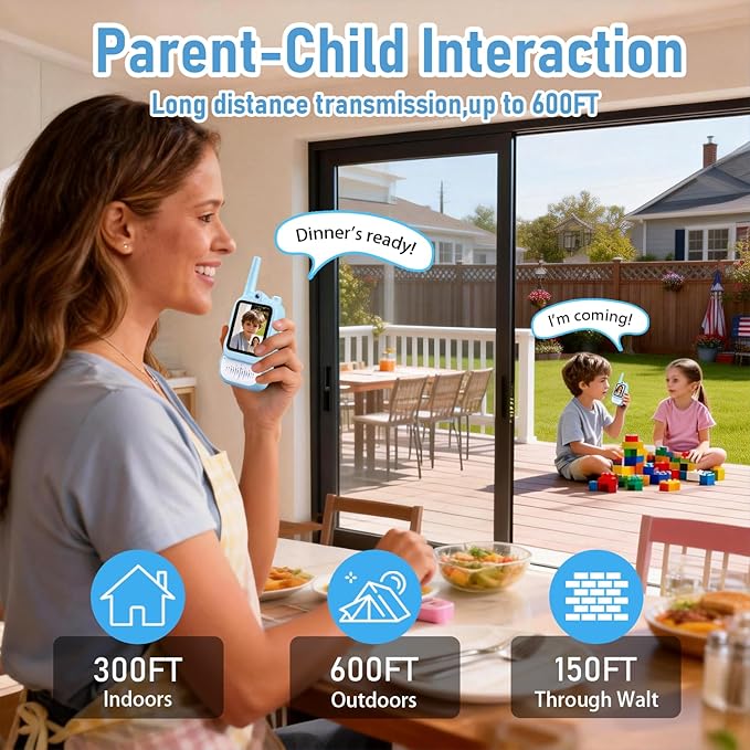 Lapare Video Walkie Talkies for Kids, Rechargeable Walkie Talkies with Screen, Outdoor Camping Toys & Birthday Gifts for Boys Girls 3-8