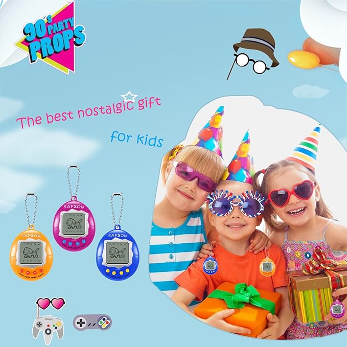 3 Pieces of Virtual Electronic Digital pet Keychain Keychain Electronic pet Nostalgic Virtual Digital pet Retro Handheld pet Machine (3 Pieces, Rose red Yellow Blue)