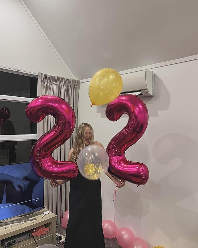 40 Inch Hot Pink Number 9 Balloon, Giant 9 Number Balloons for 9th Birthday Decorations, Party Supplies for Baby Boy Girl, Hot Pink Party Decor
