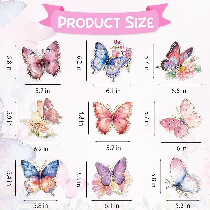 40Pcs Butterfly Hanging Swirl Decorations, Butterfly Hanging Ceiling Swirls, Spring Party Hanging Streamer for Butterfly Birthday Party Decor