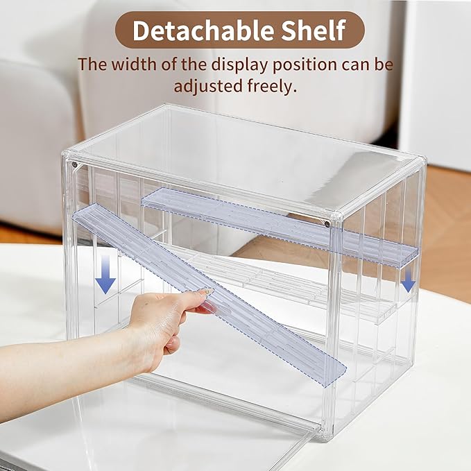 4 Pack Display Case for Collectibles 4 Layer Updated Adjustable Acrylic Display Case with Magnetic Door Clear Stackable Display Box Hobby Display Cases for Figures