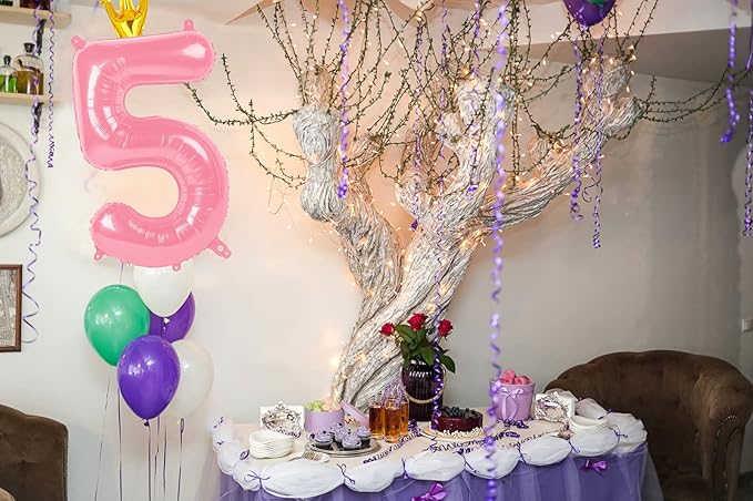 40 Inch Pink Number Balloon 0-9(Zero-Nine) with Crown, Big Size Happy Birthday Balloon, Foil Helium Big Number Balloon for Birthday Party,Wedding, Anniversary (PINK 8)