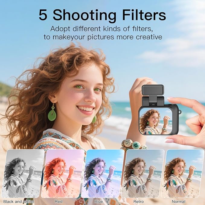 Mini Digital Camera 1080P, Tiny Keychain Camera with 1.4" Screen & LED Light, Y2K Vintage Point and Shoot Camera for Kids, Teens, Beginners (32GB SD Card Included)