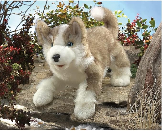 Folkmanis Wolf Pup Hand Puppet, Gray, White, Black, 1 EA