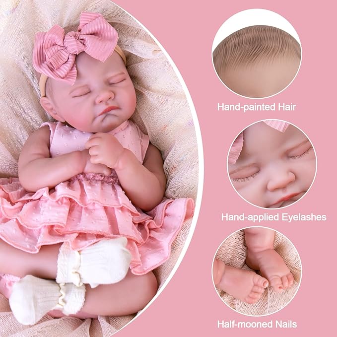 Aori Reborn Baby Dolls Realistic - Lifelike 20 Inches Newborn Baby Doll Girls with Poseable Limbs and Feeding Kit Included, Nice Gift for Kids 3+