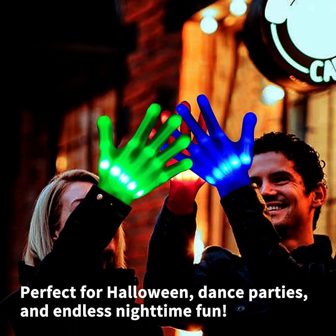 LED Gloves, Light Up Gloves for Kids-Perfect for 6-12 Year Old Boys & Girls - Ideal for Halloween & Christmas Parties