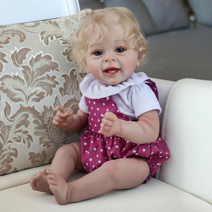 CHAREX Lifelike Reborn Baby Doll Girl – 20 Inch Realistic Handmade Toddler Doll with Blond Hair, Soft Weighted Real Life Body, Real Baby Accessories with Gift Box, Gift for Kids Age 3+