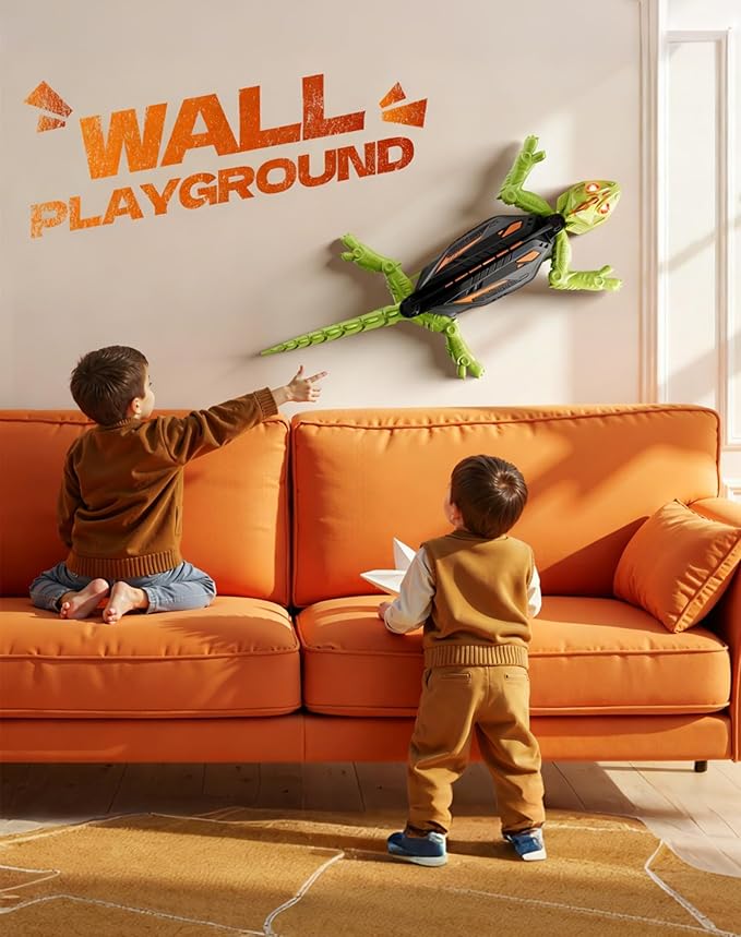 Lizard Toy,2025 New Lizard - Play Pack,Floor & Wall Driving Dual Mode,Wall Crawling Gecko Remote Control Electric LizardToy with LED Glowing Eyes,Wall Climbing RC Gecko Toy for Kids (A1)