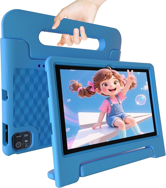 2025 Latest 10.1 inch Kids Tablet Android 15 Tablets for Kids with EVA Protective Case 8GB RAM 64GB Storage Toddler Tablet, Parental Controls, 12-hr Battery, WiFi, GPS, Blue