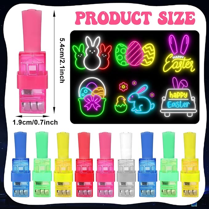 36Pcs Easter LED Finger Lights Bunny Egg Party Favors Glow in the Dark Light Up Finger Lights Themed Toys Bulk for Birthday Party Goodie Bag Stuffer Birthday Gifts Classroom Prize