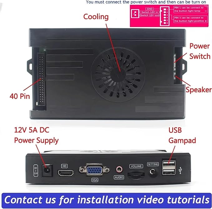 9800 in 1 Arcade Kit 3D Saga Box with Sliver LED Arcade Buttons Mame 5 Pin 8 Way Joystick Arcade DX Kit 4 Players Game for DIY Home Video Game (Red and Green)
