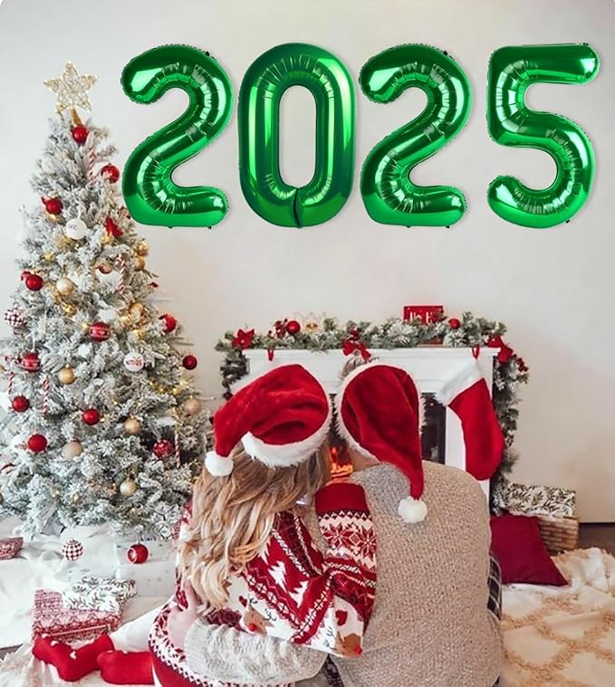 40 Inch Green 2025 Number Balloon, 2025 New Year Eve Green Number Balloons, New Years Eve Party 2025 Decorations For Christmas Graduations Birthday
