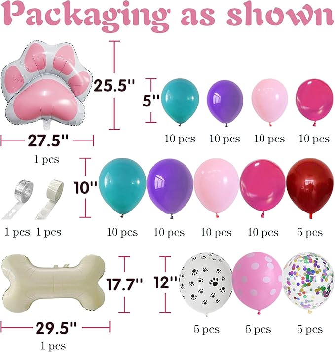 Dog Paw Shaped Foil Balloons Bone Shaped Foil Balloons Dog Party Balloons Decorations for Pets Party Kids Birthday Baby Shower Decorations (Pink1)