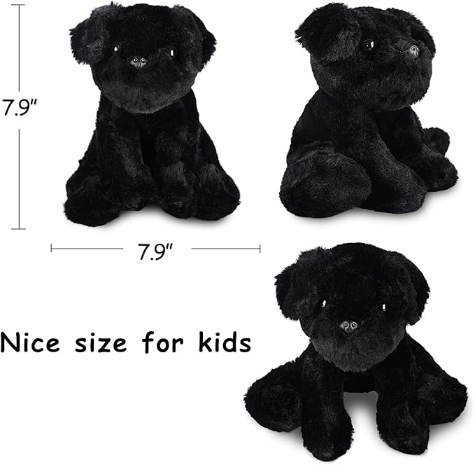 Small Retrievers Labs Labrador Puppy Dog Stuffed Animals Plush Toys for Kids Boys Girls Birthday Bedtime Easter, 7.9" Black