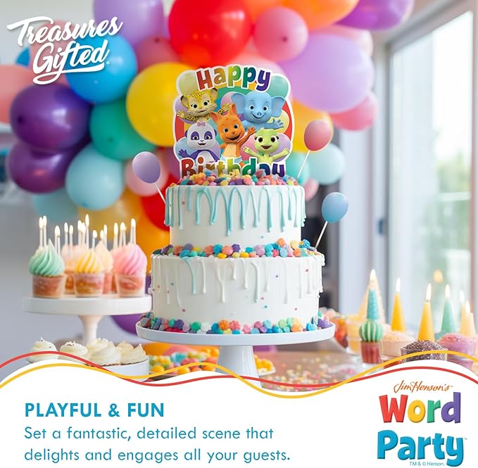 Jim Henson's Word Party Cake Topper Set - (1) Cake Topper & (24) Cupcake Toppers & Wrappers - Birthday Party Supplies