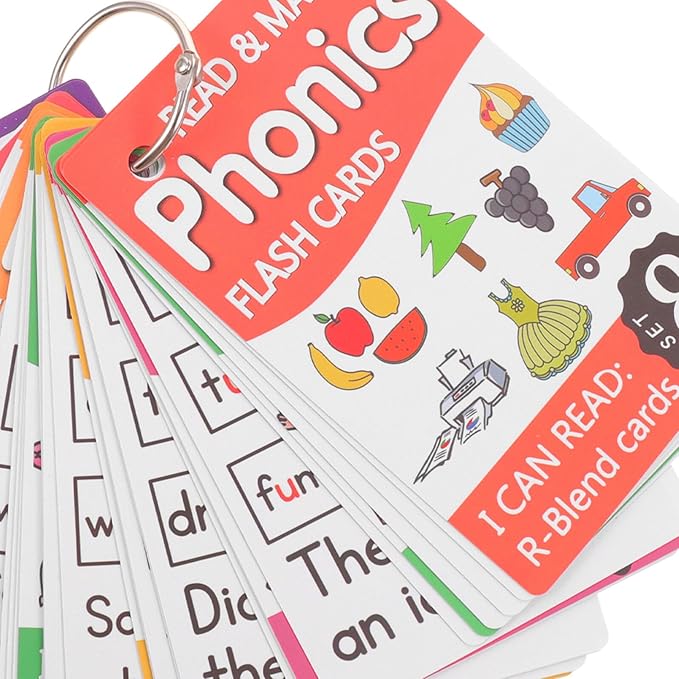 SUPVOX Phonics English Spelling Cards for Educational Brain-Developed Learning Flash Cards Metal Rings Random Cover for Preschool Boys