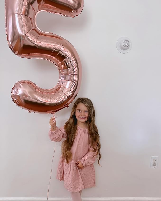 Rose Gold 5 Balloon, Number Balloons 40 Inch, 5th Birthday Balloon Decorations, Rose Gold Party Supplies, 5 Number Balloons, Number 5 Balloon
