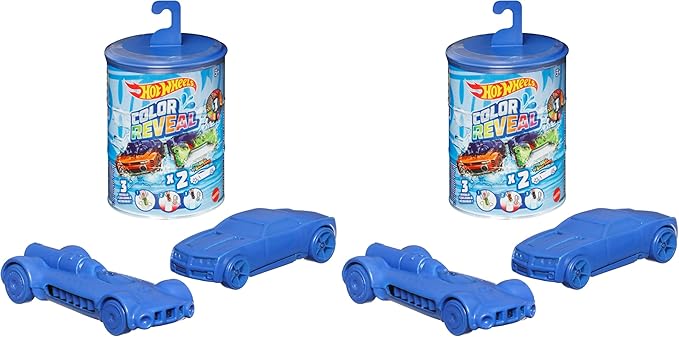 Hot Wheels Cars, Set of 2 Color Reveal Vehicles in 1:64 Scale with Surprise Initial Reveal & Repeat Color-Change Feature in Very Warm & ICY Cold Water (Styles May Vary) (Pack of 2)