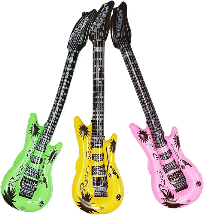 Dr.dudu Inflatable Guitar, Waterproof Assorted Colors Party Decoration (6pack)