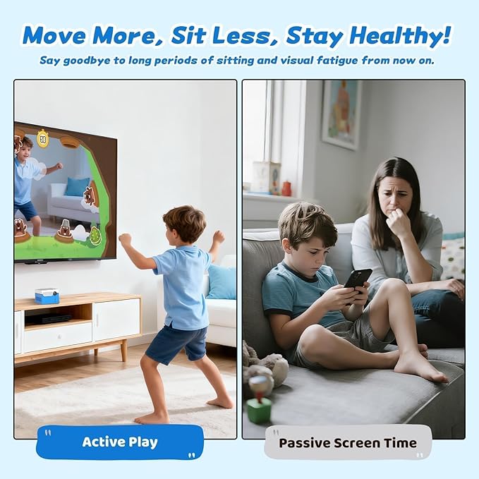 MotionX Active Game Console with 41 Motion Games for Kids & Family, AI Active Game Play System - No Subscription, Continuously Updated, Plug & Play, Great for Gaming Nights, Parties and Playdates