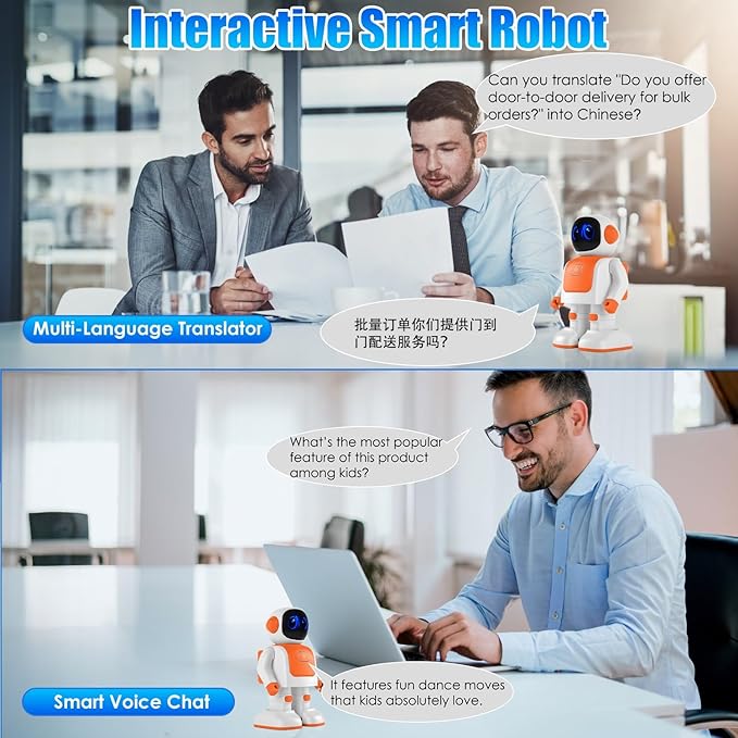 iMounTEK Smart AI Robot Interactive Learning Dancing Robot Voice Assistant Telling Story Singing Music Programmable Moves for Gift/Orange