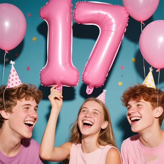 Pink Number 7 Balloon 40 Inch,Jumbo Giant Mylar Pink Number 7,Big Large Foil Helium Number Balloons, Balloons for 17 27 Birthday Party Decorations Supplies Anniversary Celebration