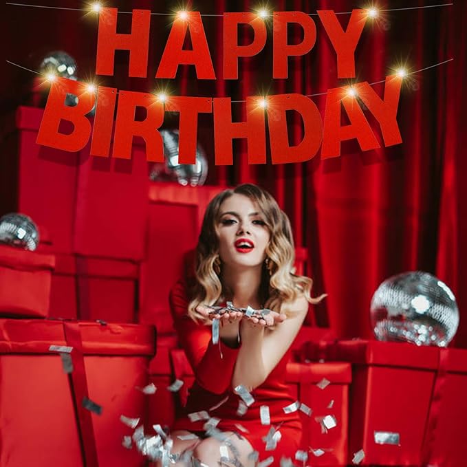 175Pcs DIY Glitter Customizable Banner Kit Happy Birthday Custom Letter Banners Happy Valentine's Day Banners Love Heart Personalized Banner Decor Birthday Party Decorations Supplies(Glitter Red)