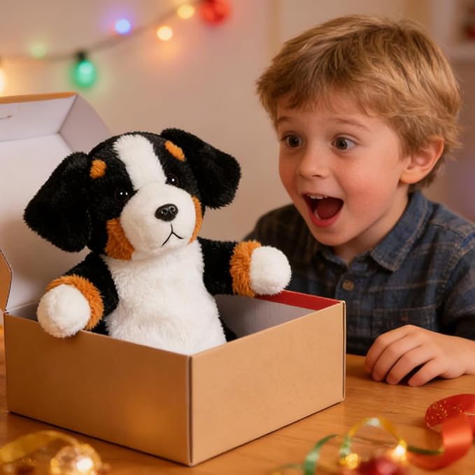 Plush Dog Hand Puppet for Children Educational Pretend Play Animal Puppet for Storytelling Classroom Theater Party Gift for Toddlers Bernese Mountain Dog