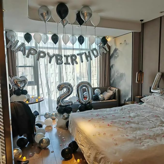 40 Inch Silver Number 20 Digital Balloon,Jumbo Mylar Foil Helium Balloon for 20 Balloons for Birthday Party,Wedding Anniversary Party Decorations