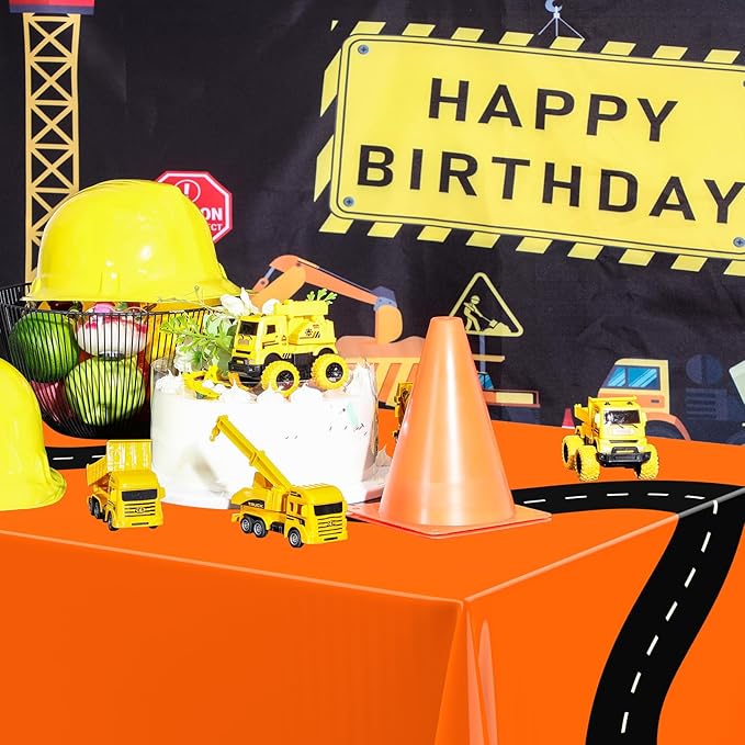Irenare 3 Pcs Racing Table Cloths Car Birthday Party Supplies 54 x 108 Inch Racetrack Table Runner Covers Disposable Rectangular Road Tablecloth for Kids Boy Car Theme Party Decor (Orange)