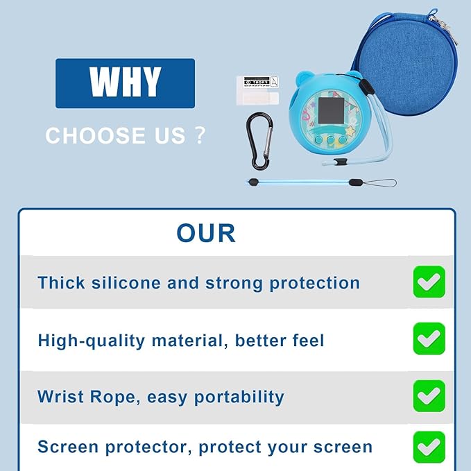 YouKnow Silicone Case Compatible with Punirunes Interactive Digital Toy, Protective Skin Sleeve for Punirunes Virtual Electronic Pets Accessories (Case Only) (Blue)