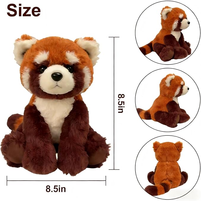 OROZCOR Red Panda Plush, Cute Red Panda Stuffed Animal Toy 8.5 Inch,Soft Red Panda Plushies Gifts for Kids Girls Boys (Red Panda)