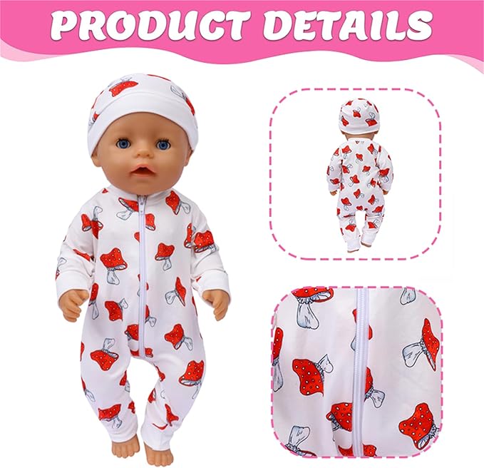 14-18 Inch Baby Doll Clothes 5 Sets Accessories Dress with Hats Socks for New Born 43cm Toy Baby Doll 14-16 Inch/15 Inch/18 Inch/Girl&Boy