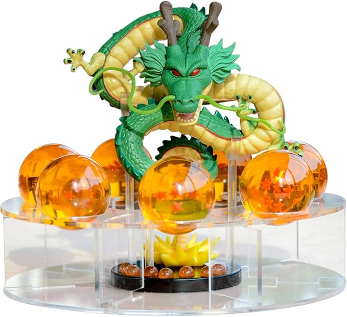 The Novel Children's Toy Dragon Transparent Play Balls Set Contains Dragon Statue + Ball 4.3cm + Acrylic Base + LED Disc+Gift Box Star can be Used as Home Decoration, Birthday Gifts and Toys